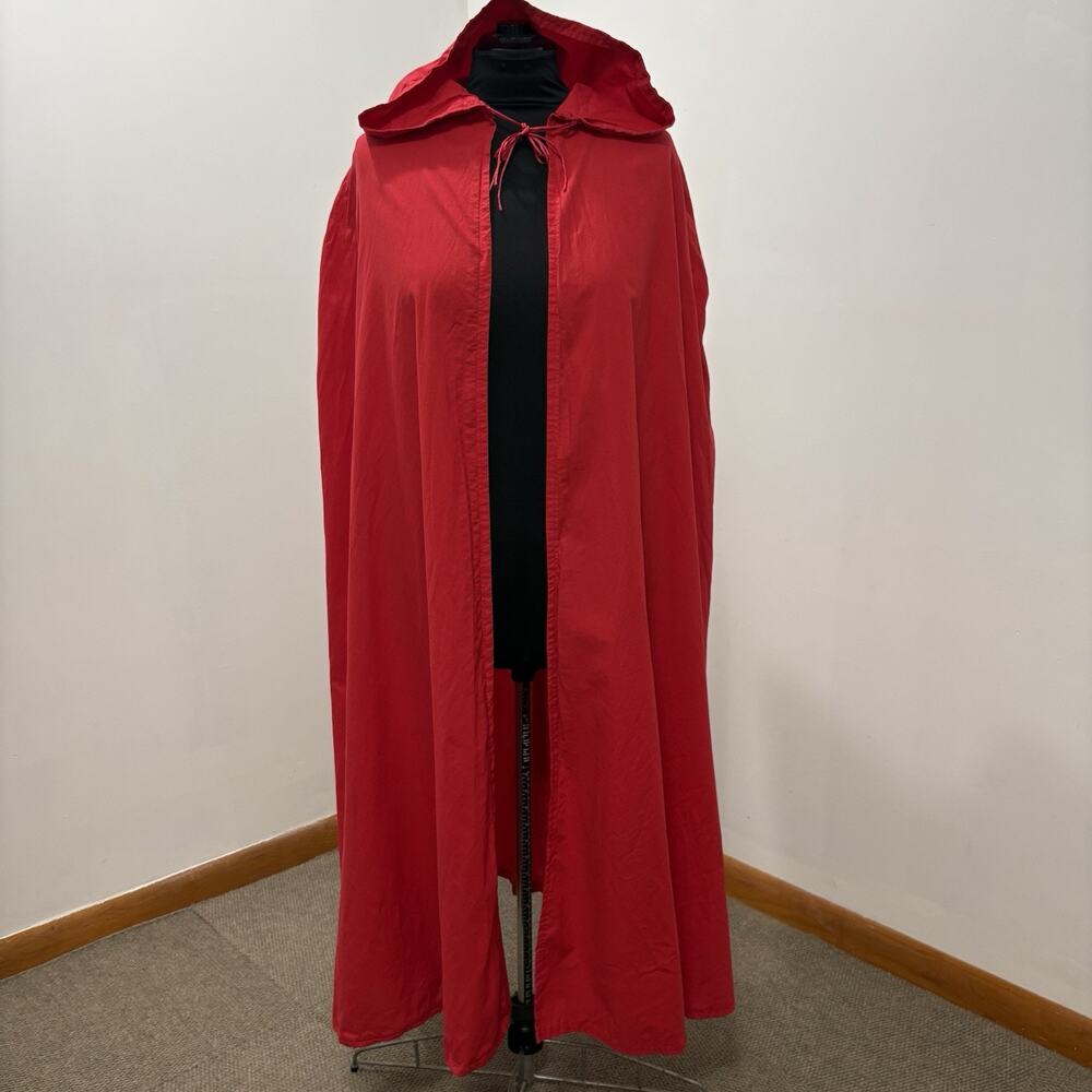 Red Hooded Cloak Cape Adult 54” Long Little Red Riding Hood Medieval Halloween